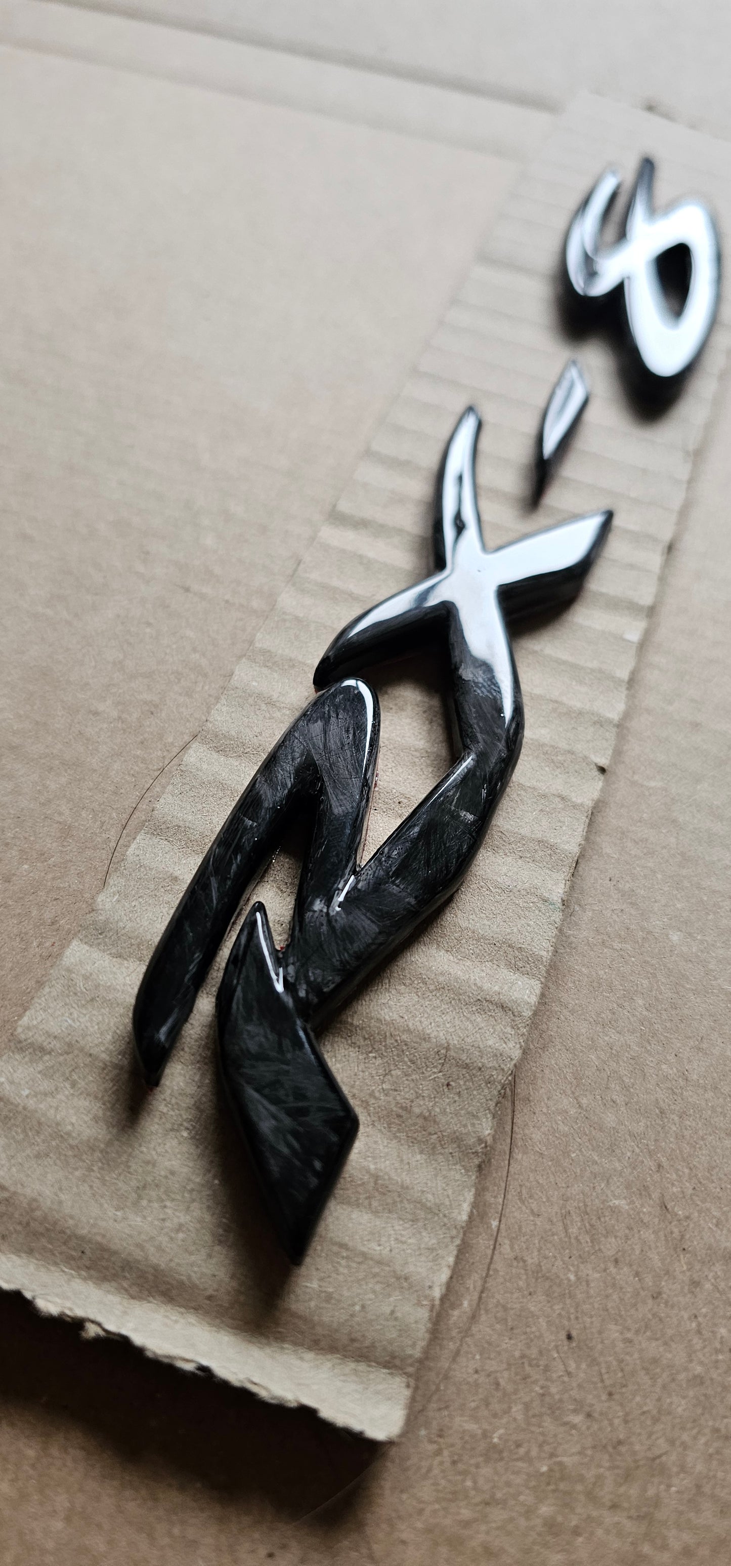 Forged carbon mazda RX-8 badge letters rear