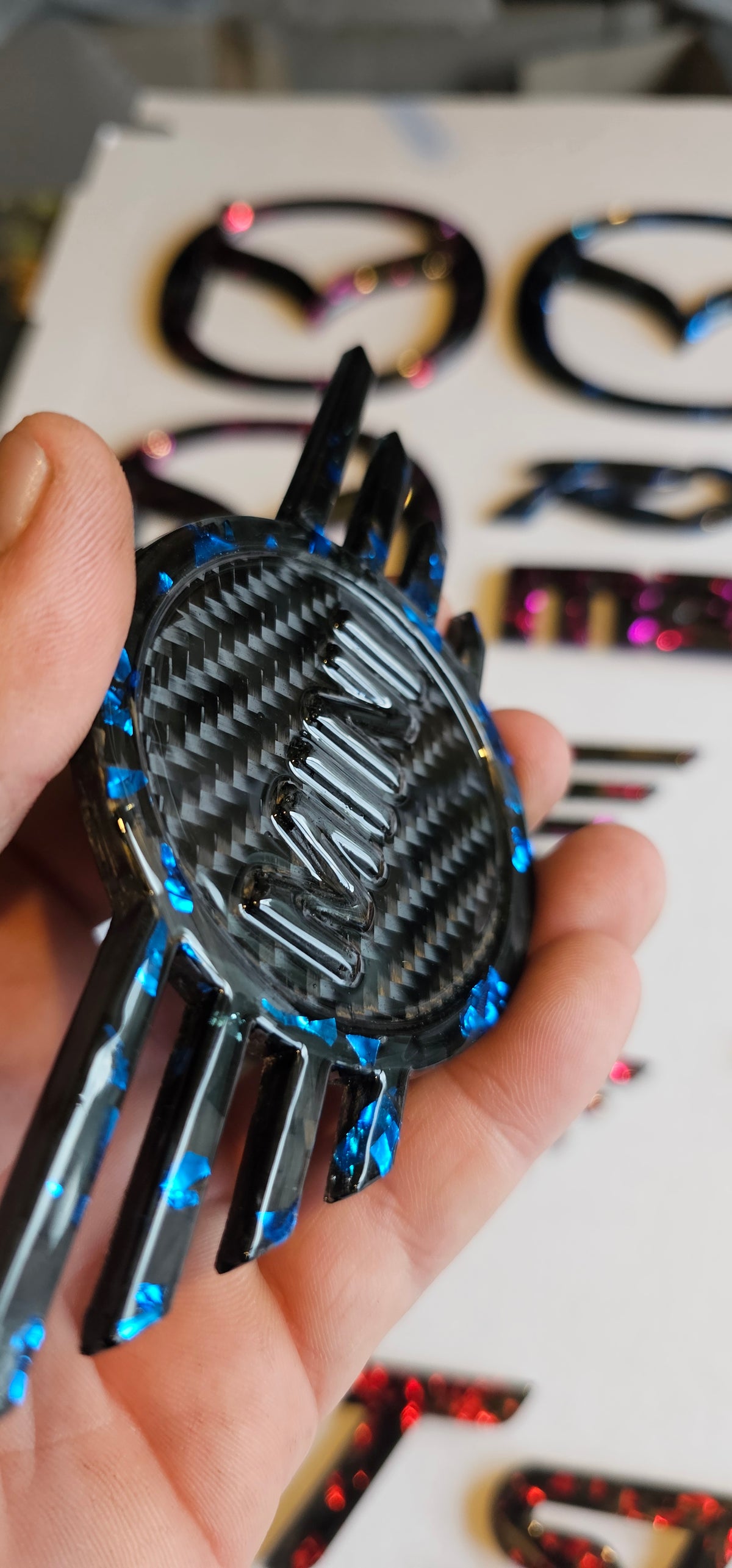 Carbon weave & forged carbon mini lci badge set