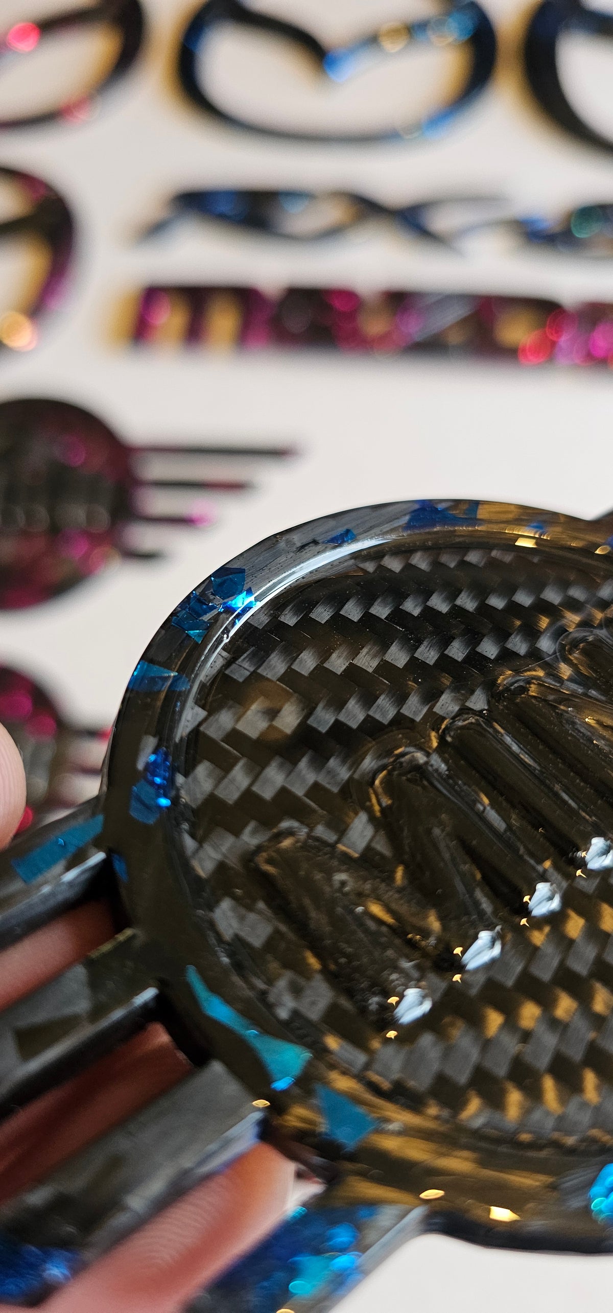 Carbon weave & forged carbon mini lci badge set